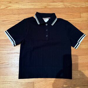 Wilson Knit Tennis/Golf Polo Top, Navy Blue with White Trim, Size Small, New